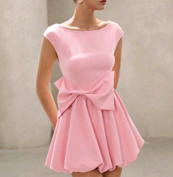 Elegant Lady-Like Chic High-End Off Shoulder Bowknot Embellished Waist Flared - Picture 1 of 4